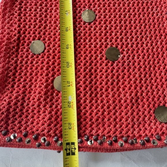 Vintage Berek Orange Sweater Womens M Cardigan Dangle Decorative Embellish Gypsy - Picture 12 of 12